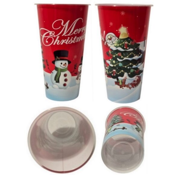 3 Pc. Christmas-Themed Large Gift Bag 1 Pair Socks Plastic Tumbler Gift Set NEW - Picture 5 of 16
